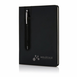 An image of Hardcover PU A5 Notebook With Stylus Pen