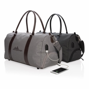 An image of black Promotional Weekend Bag With USB Output - Sample