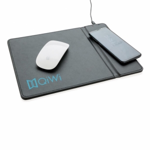 An image of black Printed Mousepad With 5W Wireless Charging