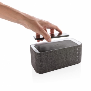 An image of grey/black Corporate 6W Vogue Wireless Charging Speaker - Sample