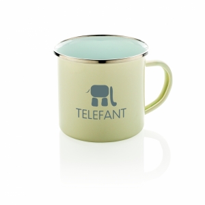 An image of white Branded 350ml Vintage Enamel Mug