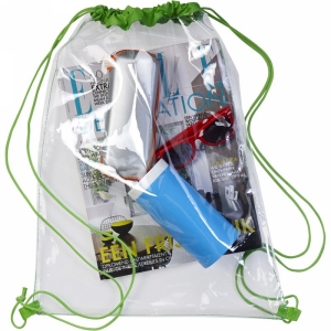 An image of  White Promotional Transparent PVC drawstring backpack - Sample
