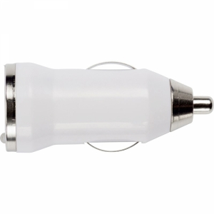 An image of  White Logo Plastic car power adapter - Sample