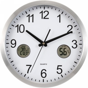 An image of Wall Clock with Thermometer Hygrometer