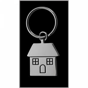 An image of Metal Windowed House Shaped Keyring