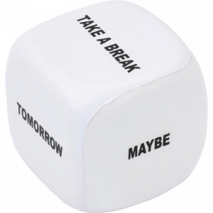 An image of White Printed Anti stress dice. - Sample
