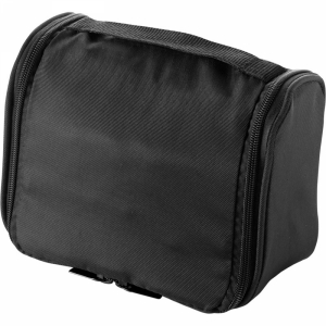 An image of Black Branded Polyester (600D) travel/toiletry bag                - Sample