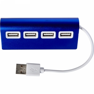 An image of  Red Branded Aluminium USB hub with 4 ports. - Sample