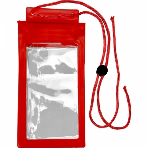 An image of  Red Marketing Plastic waterproof protective pouch for mobile devices - Sample