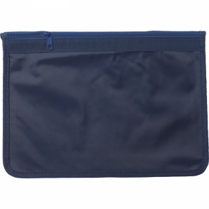 An image of Black Branded A4 Nylon (70D) document bag with a zipped pocket. - Sample