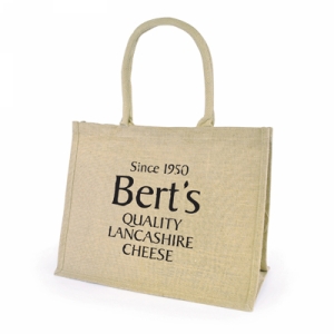 An image of Branded Natural Chow Jute Bag Shopper Bag - Sample