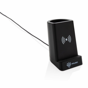 An image of Light Up Logo 5W Wireless Charging Pen Holder - Sample