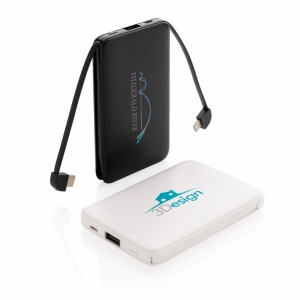 An image of Promotional 5.000 MAh Pocket Powerbank With Integrated Cables - Sample