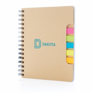 An image of A5 Kraft Spiral Notebook With Sticky Notes - Sample