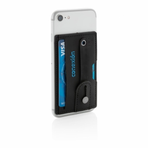 An image of Black Promotional 3-in-1 Phone Card Holder RFID