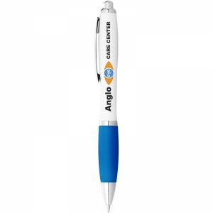 An image of Nash ballpoint pen white barrel and coloured grip