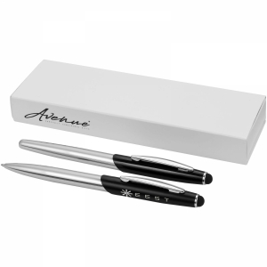 An image of Printed Geneva stylus ballpoint pen and rollerball pen set - Sample