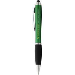 An image of Black Logo Nash coloured stylus ballpoint pen with black grip