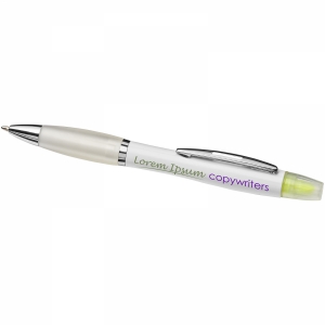 An image of Curvy ballpoint pen with highlighter