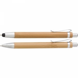 An image of Printed Bamboo Pen and Pencil Set - Sample