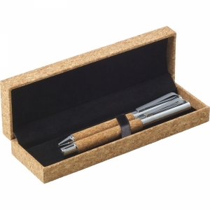 An image of Marketing Cork Ballpoint and Roller Pen Writing Set - Sample
