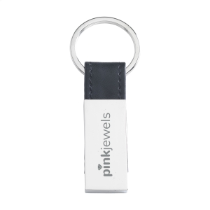 An image of Palmer Rectangular Metal and PU Tag Key Ring