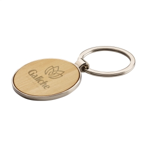 An image of Bamboo Inlay Metal Circular Keyring