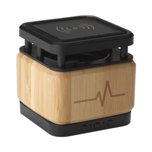 An image of Promotional Bamboo Block Speaker with wireless charger - Sample