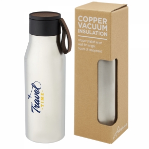 An image of Ljungan 500 ml copper vacuum insulated stainless steel bottle with PU leather st...