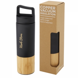 An image of Torne 540 ml copper vacuum insulated stainless steel bottle with bamboo outer wa...