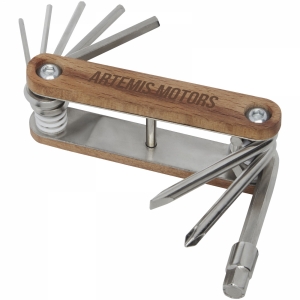 An image of Logo Fixie 8-function wooden bicycle multi-tool