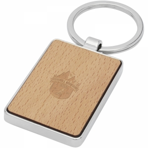 An image of Mauro beech wood rectangular keychain