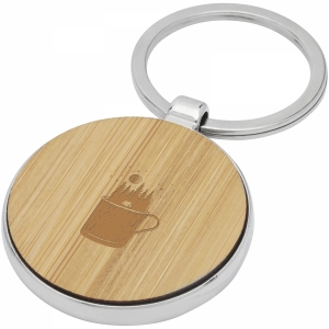 An image of Nino bamboo round keychain