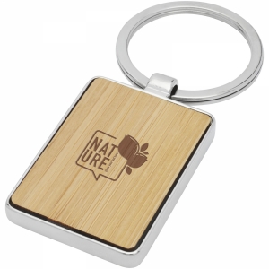 An image of Neta bamboo rectangular keychain