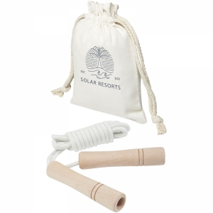 An image of Marketing Denise wooden skipping rope in cotton pouch - Sample