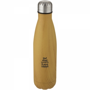 An image of Cove 500 ml vacuum insulated stainless steel bottle with wood print