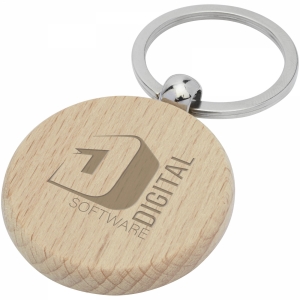 An image of Giovanni beech wood round keychain