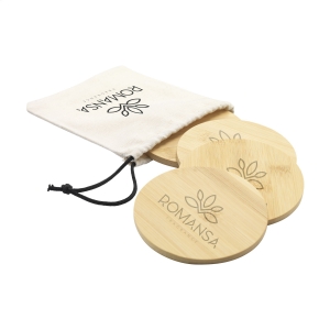 An image of Bamboo 4 Pack Round Coaster Set