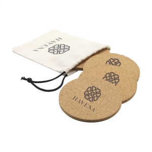 An image of Branded Cork 4 Pack Round Coaster Set