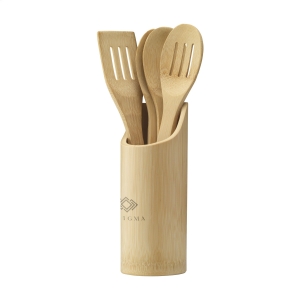 An image of Logo Bamboo 4 Piece Cooking Utensils Set