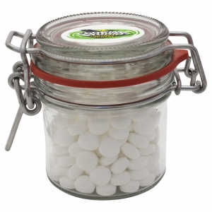 An image of 125ml/295gr Glass jar filled with dextrose mints - Sample