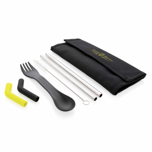 An image of Marketing Tierra 2pcs Straw And Cutlery Set In Pouch