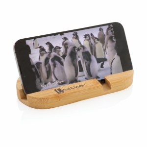 An image of Printed Bamboo Tablet And Phone Holder - Sample