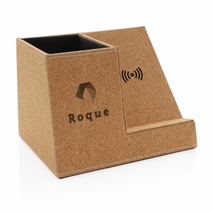 An image of Printed Cork Pen Holder And 5W Wireless Charger - Sample