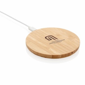An image of Promotional FSC Certified Bamboo 5W Round Wireless Charger - Sample