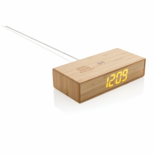 An image of Promotional Bamboo Alarm Clock With 5W Wireless Charger - Sample
