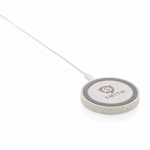 An image of Promotional Wheat Straw 5W Round Wireless Charging Pad - Sample