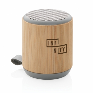 An image of Printed Bamboo And Fabric 3W Wireless Speaker - Sample