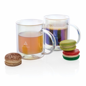 An image of Advertising Deluxe Double Wall Electroplated Glass Mug 330ml