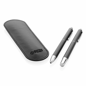 An image of Logo Swiss Peak Deluxe Pen Set In PU Pouch